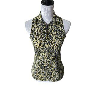 Tzu Tzu Womens Golf Pickleball Athletic Polo Tank Top Shirt Leopard Print Small